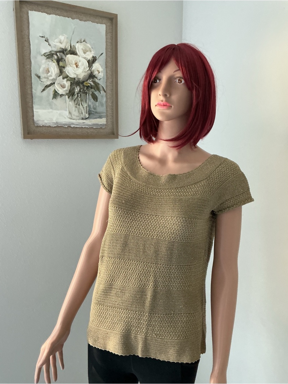 Lauren Ralph Lauren Olive Green Knit Short Sleeve Top